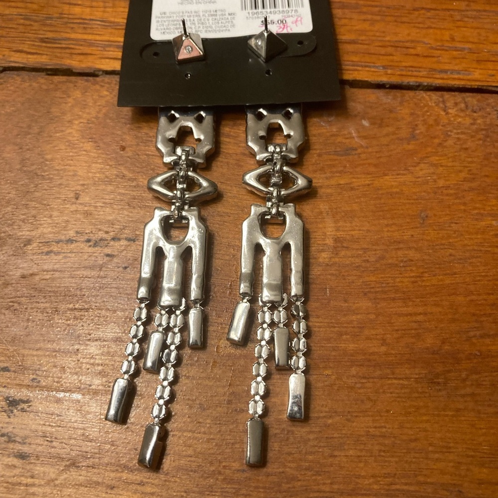 White House Black Market Dazzling Silver Drop Earrings - Picture 3 of 6